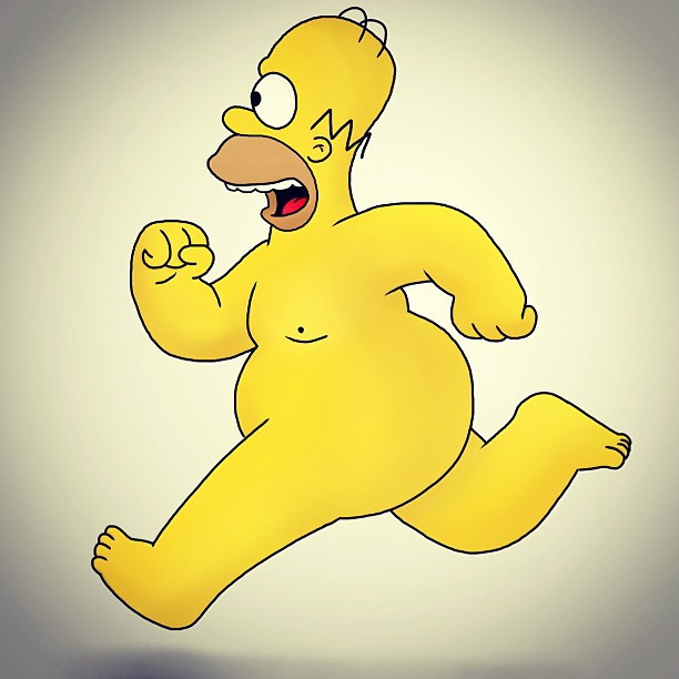 Homer naked running